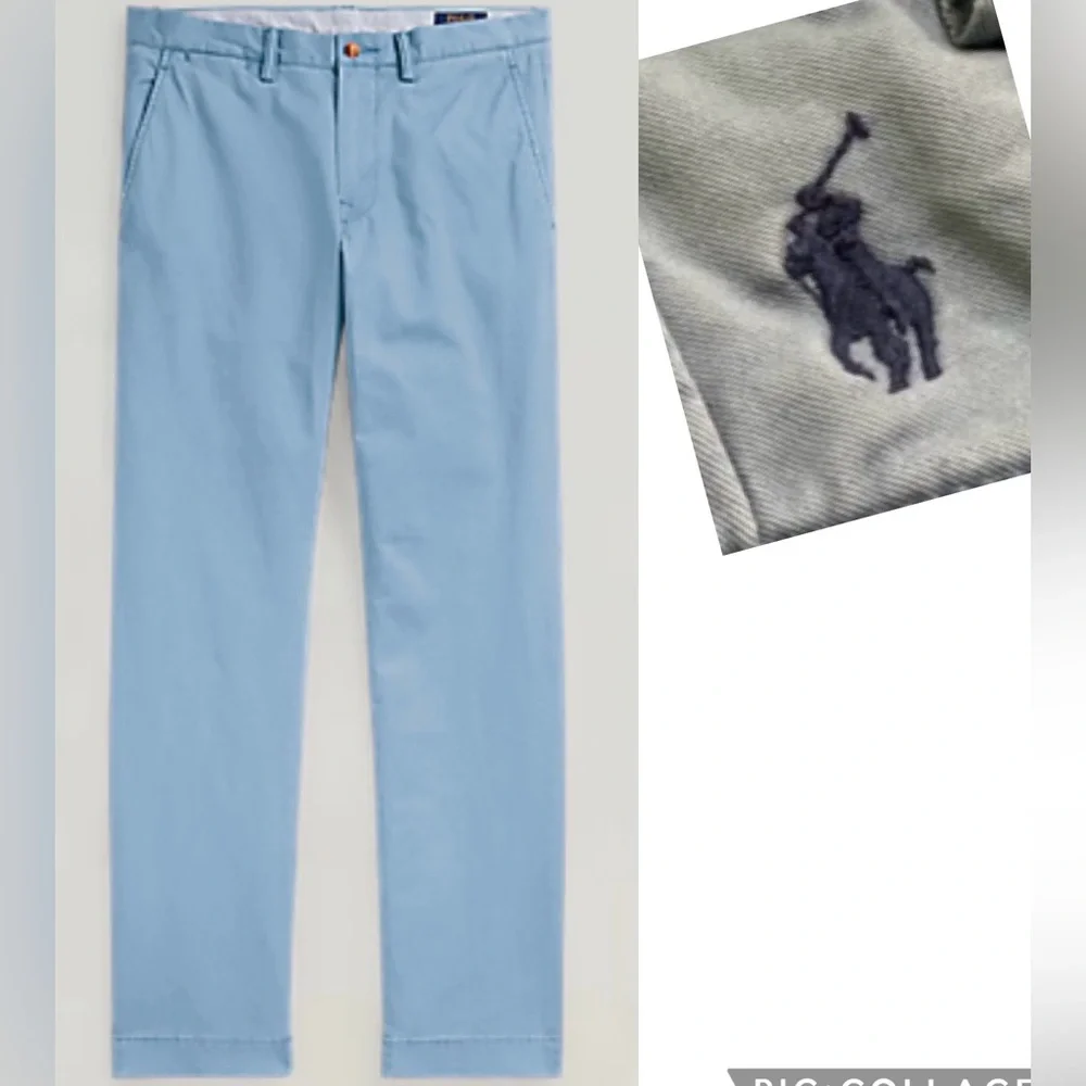 Polo by Ralph Lauren Men’s 33X30 Light Blue Stretch Slim Fit‎ Chinos